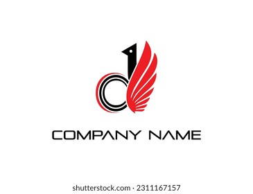 D letter Modern abstract Creative 
 digital wings logo. vector illustration logo. modern style Awesome logo in shape a template Mode flat.