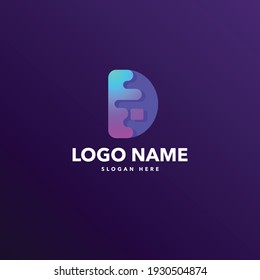 D letter modern logo design