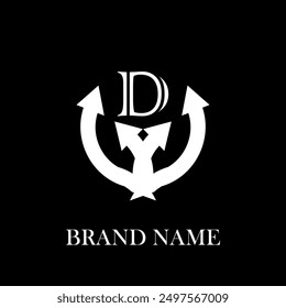Diseño moderno del logotipo de la letra D en el fondo negro del color
