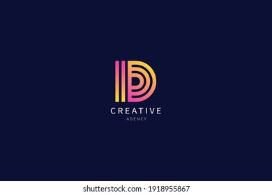 Diseño minimalista del logotipo del monograma de la letra D