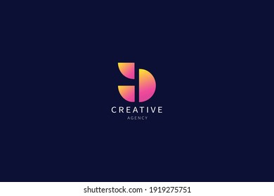 Diseño minimalista del logotipo del monograma de la letra D