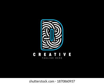 Logo de monograma de letra D. Único y elegante. Resumen de las líneas en negrita.