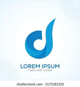 d letra música negativo espacio musical creativo moderno diseño vectorial de logotipo premium