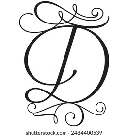 D letter d name swirl font decoration laser cut vector sign design lettering