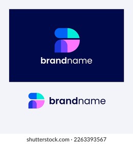 D Diseño de logotipo de formas superpuestas de letras