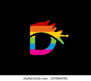 D letter paint logo colorful design