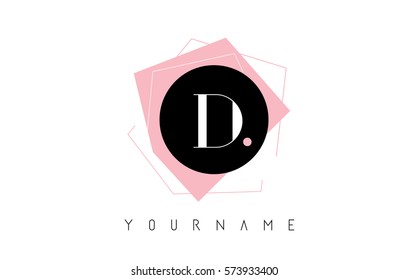 D Letter Pastel Geometric Logo Design with Round and Rectangular Shapes.