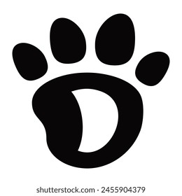 D letter paw pet logo template