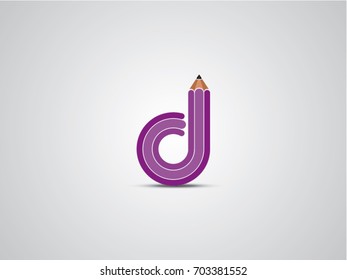 D letter pencil vector icon