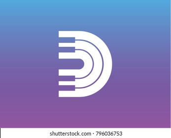 D letter piano logo vector