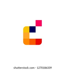 d letter pixel digital logo vector icon