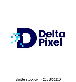 d letter pixel mark digital 8 bit logo vector icon illustration