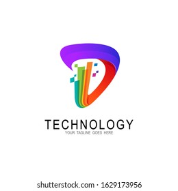 D Letter Pixel Multiply Colorful Logo Design Template, Letter d pixels logo initial design template, 