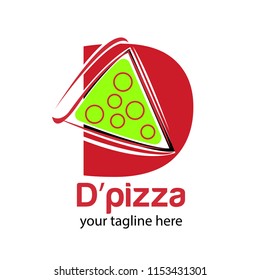 d letter pizza logo design
