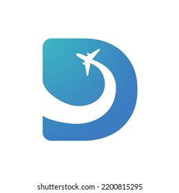 D Brief mit Flugzeug und Kontrail. kann für das Logo des Reiseunternehmens verwendet werden.