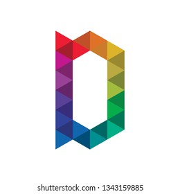 D Letter Polygon Style Font Alphabet Logo Vector