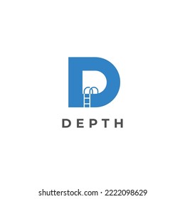 Letra D con escala de pool icono de diseño de símbolo de logotipo mínimo ilustración vectorial