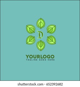 D letter premium monogram initials logo. Universal symbol icon vector design. Luxury abc leaf logotype.