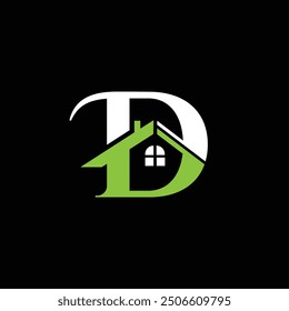 D letter Real estate logo, D with House icon logo vector template