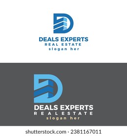 d letter realstate logo design vector template