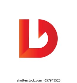 D letter red color logo template