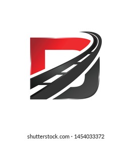 D letter road construction creative symbol logo. Paving logo design concept. Asphalt repair company sign idea.