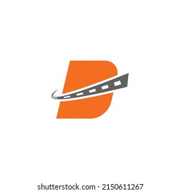 D letter with road creative logo design template