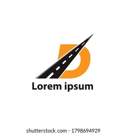 D letter road way logo creative design template