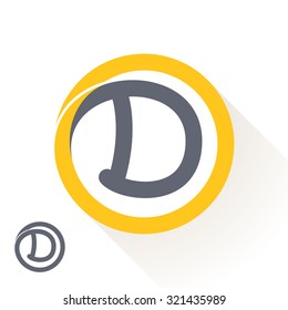 D letter with round line logo. Abstract trendy letter multicolored vector design template elements for your application or corporate identity.