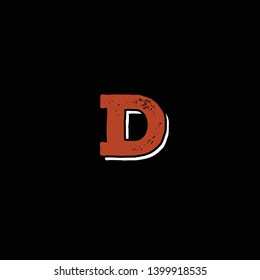 D letter rusted shadow icon logo vector