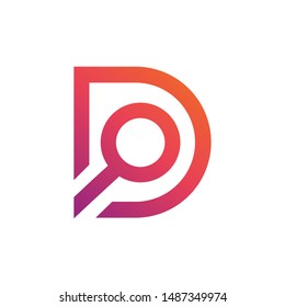 D letter - search icon - logo design 