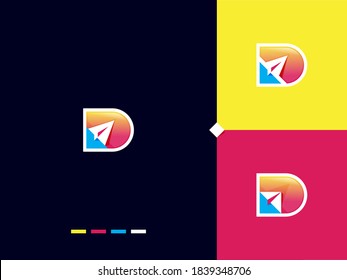 D letter with send icon gradient logo concept for commercial use