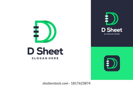 D Diseño de logotipo Hoja de letras vectores de concepto símbolo del logotipo del documento del libro