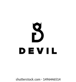 D letter with shield and devil idea logo design vector icon illustration inspiration