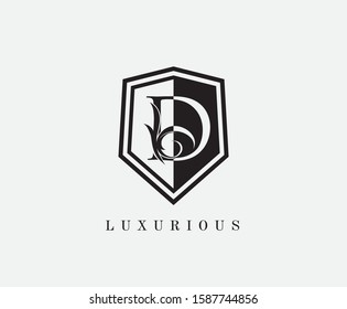 D Letter Shield Letter Logo Icon. Simple D Guard Logo design perfect for fashion, Jewelry, Beauty Salon, Cosmetics, Spa, Hotel and Restaurant Logo. 