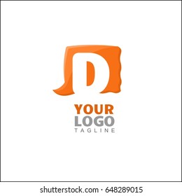 D letter simple brand identity. Social Talk, app, forum, social media. Vector logo template