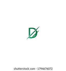 Logotipo de barra diagonal de letra D, letra conceptual D + barra diagonal de icono