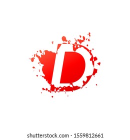 D Letter Splatter logo.  Abstract Design concept blood splash  with hidden letter D logo icon for initial, company identity and more brands.