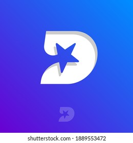 D Brief mit Stern. Lieferlogo. Letter D, monogram Logo kann für Business, Logistik Firma, Lieferung, Shop verwendet werden.
