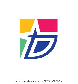 Web de plantilla de diseño de ilustraciones de vectores de iconos de letras D