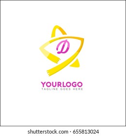 D Letter star logo icon design template elements