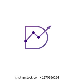 d letter stats logo vector icon