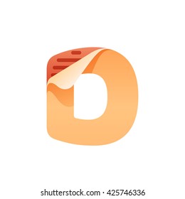 D letter with task list icon. Task list paper. Vector paper style typeface. Task list icon letter for card, app icon, corporate identity, label or poster.