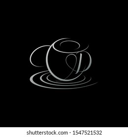 D letter tea pot logo. Creative design concept tea pot line shape with letter D for restaurant, cafe, brand identity