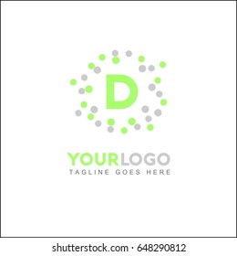 D Letter Tech Brand Identity. Abstract Pixel Logo Design Element