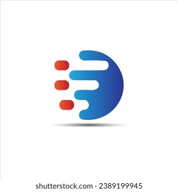 D letter tech logo design icon