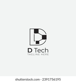 D letter and tech logo design minimal and clean