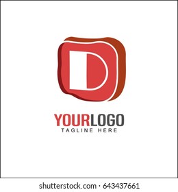D letter tech logo. Media advertisement company design concept.