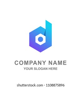 D Letter Technology Building Architecture Logo Vector 