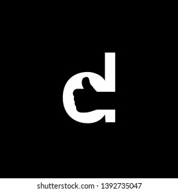 D letter thumbs up logo vector with hammer in white 